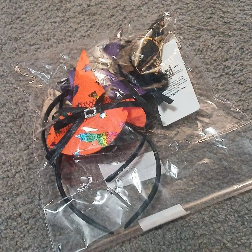 Halloween witches headbands for girls or women purple black orange NEW